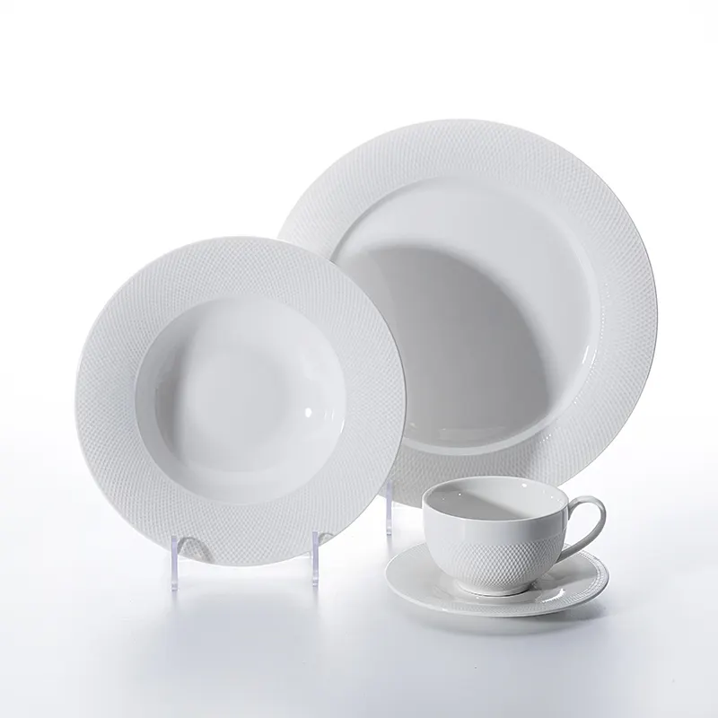 Modern Design Elegant Pyroceram Dinnerware, Wholesale White Modern Ceramic, Food-Grade Opalware Dinner Set/