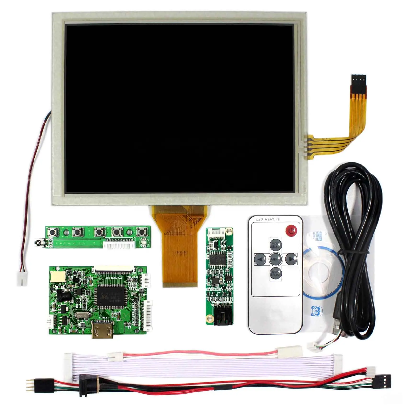 Papan Pengontrol LCD MI HD VSTY50V2, dengan Remote Lcd 8 Inci dengan Panel Sentuh
