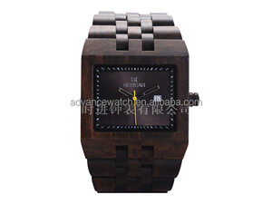 Venta al por mayor TV sombra 100% toda la madera reloj con grabado índices en bisel. impermeable de bambú del reloj para hombre - Product Image 3