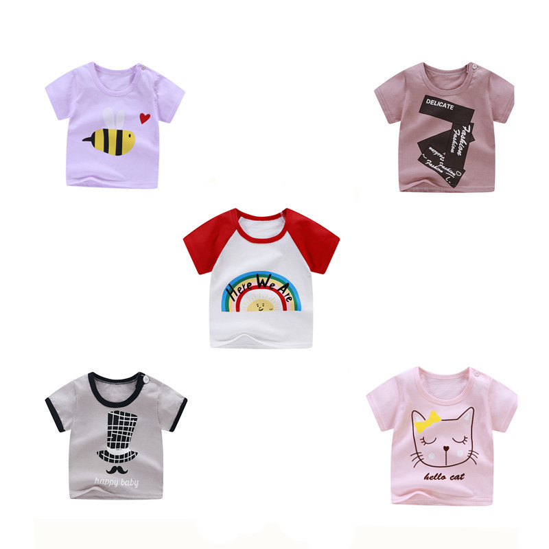 Летняя футболка с коротким рукавом для маленьких мальчиков и девочек, милые Мультяшные Детские футболки для малышей, хлопковая летняя футболка с животными по низкой цене