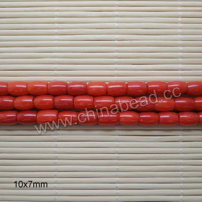 Pierres précieuses authentiques en forme de baril, couleur corail rouge, naturel, vente d'usine,