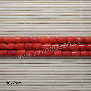 โรงงานขายบาร์เรลรูปลูกปัดพลอยแท้ธรรมชาติสีแดงปะการัง - Product Image 1