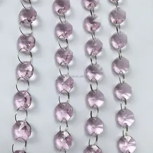 1 meter k9 goede kwaliteit roze 14mm crystal onctagon kralen kroonluchter kerst garland kralen chain snaren