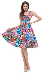 CL007600 Grace Karin Abito Vintage Anni '50 in Cotone con Scollo <span class=keywords><strong>a</strong></span> V e Stampa Floreale - Product Image 2