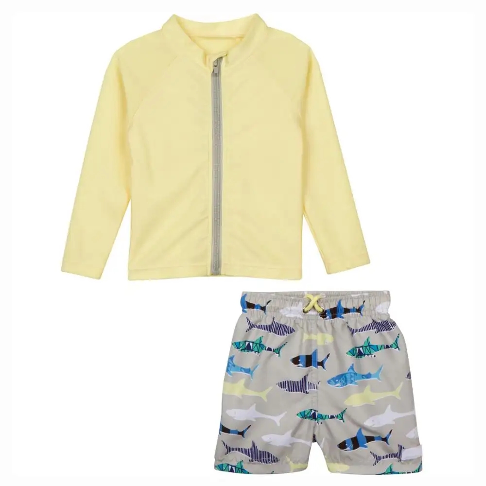 Niño pequeño niños personalizado Sol de protección UV de playa conjunto UPF 50 traje niño lycra conjunto