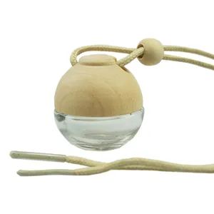 Ball Shaped Car Empty Hanging Air Freshener Perfume Car Diffuser Bottles With Wooden Cap