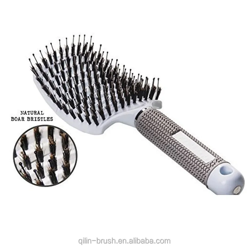 Manufacture custom logo plastic vent hair brush curved design boar bristle detangling hair brush Curved Vented hairBrush