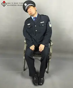 General people sleepy security man silicone wax figures