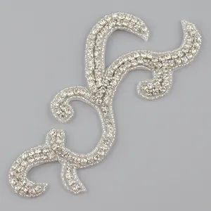 แฟชั่นตกแต่งลูกปัดเงิน rhinestone applique คริสตัลสำหรับชุด WRA-837