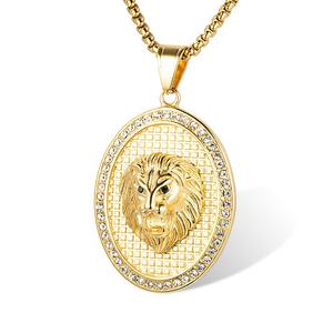 <span class=keywords><strong>Collana</strong></span> all'ingrosso in acciaio inossidabile placcato oro 18K pavimentata zircone diamante testa di <span class=keywords><strong>leone</strong></span> <span class=keywords><strong>ciondolo</strong></span> in oro - Product Image 1