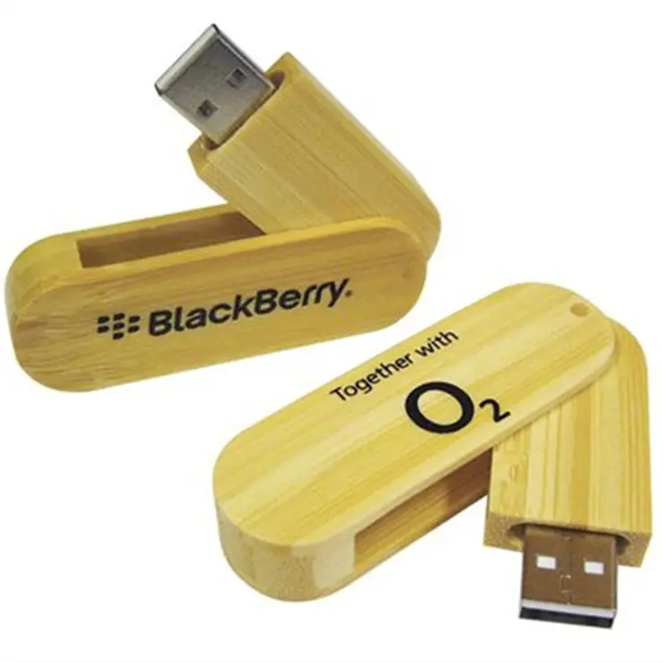 Clé USB en bois pivotante durable 32 Go logo laser, 32 Go 64 Go 128 Go clé USB en bois logo gratuit 64 Go