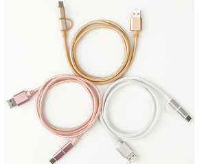 Fast <span class=keywords><strong>ชาร์จ</strong></span><span class=keywords><strong>2</strong></span> <span class=keywords><strong>In</strong></span> <span class=keywords><strong>1</strong></span> Micro USB Cable <span class=keywords><strong>Type</strong></span> <span class=keywords><strong>C</strong></span> ถักไนลอนข้อมูล Sync สำหรับ Samsung Android - Product Image 3