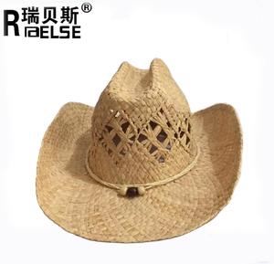 Phụ Nữ Phụ Nữ Thời Trang <span class=keywords><strong>Handmade</strong></span> Giấy Rơm Mũ Cao Bồi Với Hạt - Product Image 3