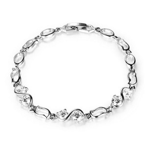 Sj de la fábrica de <span class=keywords><strong>amazon</strong></span> bljd0282 circonio cúbico blanco de circonio cúbico geométrica pulsera de novia para las mujeres - Product Image 1