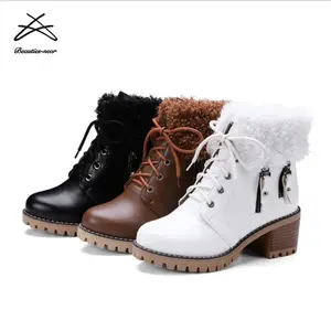 2018 New Women Boots Lace up Solid Casual Ankle Boots Martin Round Toe Women Shoes winter snow boots