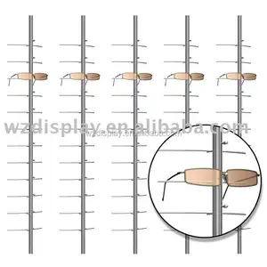 wall mount sunglasses display bar;eyewear display poles;eyeglasses display rods