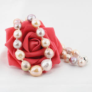 FEIRUN 11-12mm הבארוק AA + צבעוני מים מתוקים טבעי פנינים מתורבתות שרשרת פנינה אמיתית שרשרת מחיר - Product Image 6