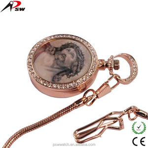 ساعة جيب مع IP سلسلة ذهبية وردية ساعات يد مرصعة بالألماس - Product Image 3