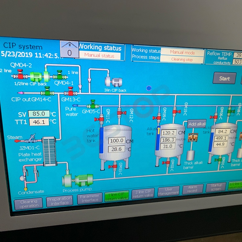 Резервуар для горячей воды с щелочной кислотой и системой очистки на месте CIP