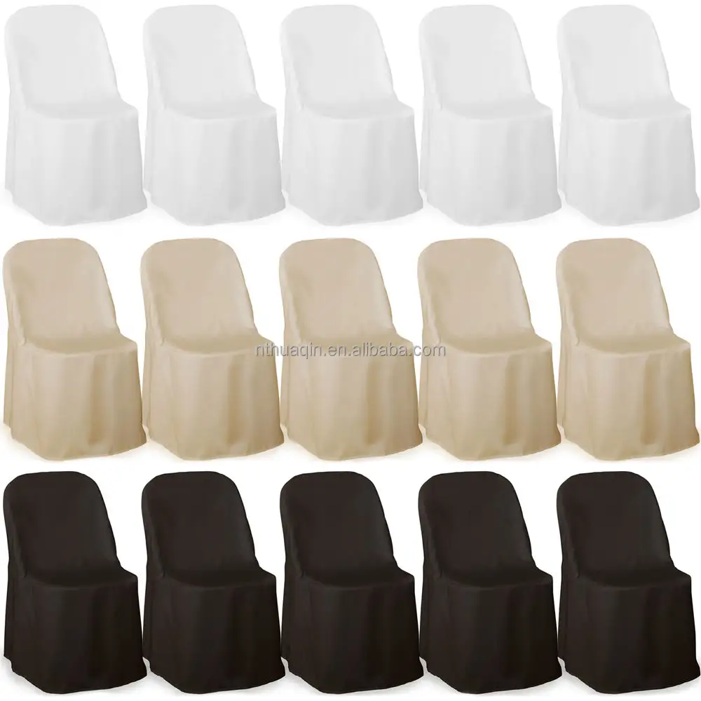 Чехол на стул складной из полиэстера, Белый/цвет слоновой кости, черный цвет, для свадьбы и банкета, чехлы на стулья складные из спандекса