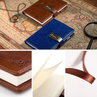 Carnet de notes d'affaires en cuir PU vintage A5 avec serrure