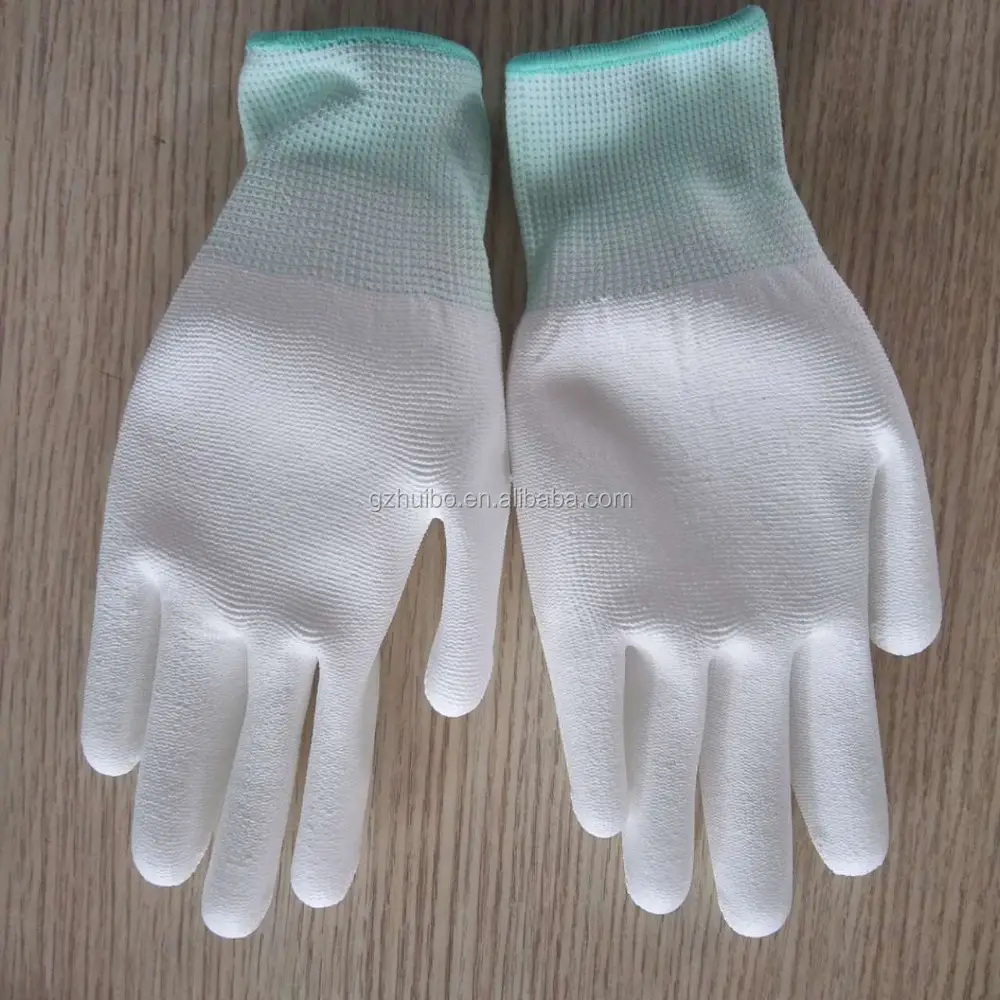 De Nylon Color blanco recubierto de Pu Palm Fit guantes de trabajo