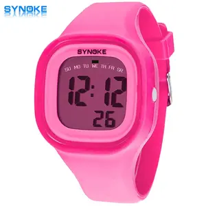 Synoke-montre digitale genève pour enfant, nouvelle marque, étanche, en Silicone, à la mode, LED, numérique, pour sport, pour femme