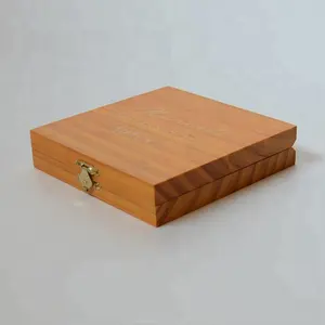 Custom logo solid wooden DVD box finished square wood CD case