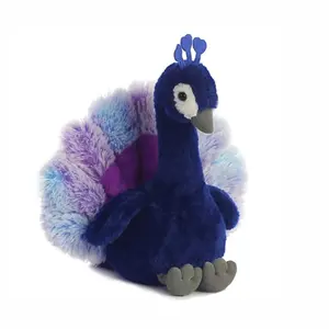 美妙可爱的鸟毛绒玩具厂定制填充孔雀毛绒玩具