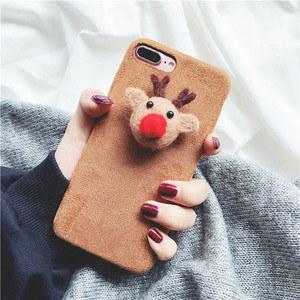 Encargo caliente lindo felpa fieltro ELK Deer DIY paño del <span class=keywords><strong>tel</strong></span>éfono móvil para el iPhone x 8 8 más 7 7 más 6 6 más 6 S - Product Image 1