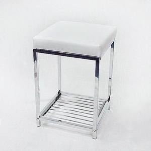 Hot Sale <b>White</b> <b>Square</b> Metal <b>Frame</b> PVC Cushion Modern Chair for Hotel Apartment Bathroom Use - Product Image 4