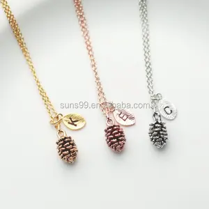 New Design Pinecone Necklace - Bridesmaid Gift Best Friend Gift Gold Leaf Necklace Pine Cone Necklace