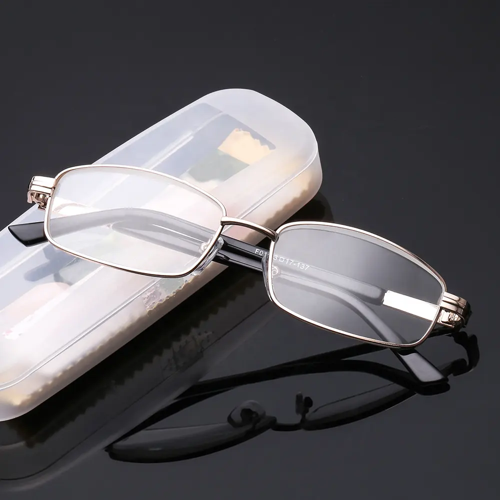 Directo de fábrica gafas Unisex nuevo diseño de la Lente de Cristal de Metal Material de marco completo rectángulo gafas de lectura para los ancianos