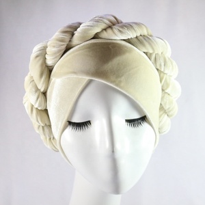 HZM-18148 de terciopelo de las mujeres turbante tapas trenzado cabeza Africana Bandana Twist pelo sombrero - Product Image 6