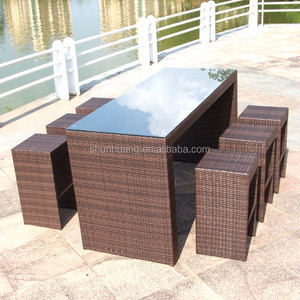 Meubles mobilier <span class=keywords><strong>en</strong></span> rotin, ensemble chaise et table de <span class=keywords><strong>bar</strong></span> <span class=keywords><strong>en</strong></span> <span class=keywords><strong>osier</strong></span>, haute qualité, nouveau design - Product Image 4