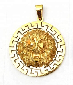 <span class=keywords><strong>Pendentif</strong></span> grande taille <span class=keywords><strong>de</strong></span> tête <span class=keywords><strong>de</strong></span> <span class=keywords><strong>lion</strong></span> en <span class=keywords><strong>or</strong></span> 18K, bijoux en acier inoxydable, DSP 225, vente en gros - Product Image 1
