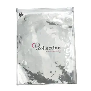 Heavy Duty Screen Printing Clear Customized Clothes Bag Reusable Flat Plastic Slider Zipper PVC Swimwear Bag