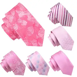 Drop Shipping Pink Floral Krawatte Herren Seiden krawatten Handgemachte Krawatte