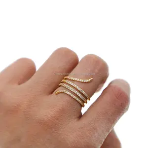 2023 Micro Pave Cz Multi Wrap Mode Vergulde Sieraden Charmante Vrouwen Vinger Cz Ring