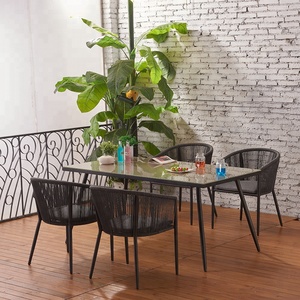 Mobilier d'extérieur décontracté pour la maison avec chaises en corde Ensemble table de <span class=keywords><strong>restaurant</strong></span> chaise de salle à manger en aluminium - Product Image 3