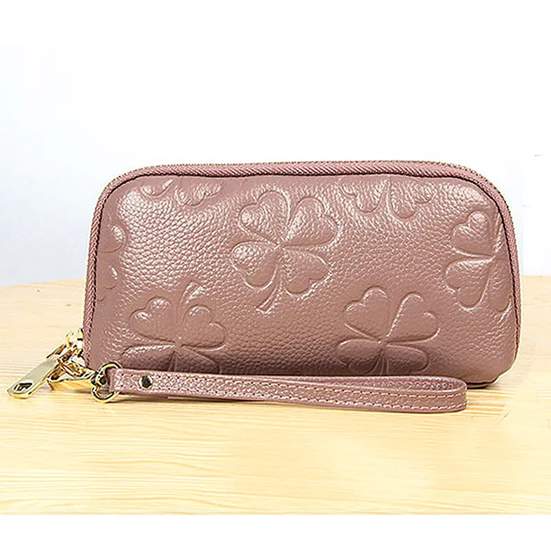 2024 नई महिला फैशन का फूल बटुआ पर्स असली चमड़े के क्लच बैग मोबाइल फोन बैग