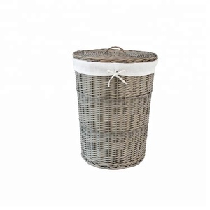 Panier à linge en osier gris Willow de la <span class=keywords><strong>collection</strong></span> Gery Home, rangement d'angle, panier à linge avec couvercle - Product Image 5