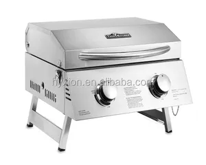 HGG2011U 2 Burner Table Top Gas Grill with Tank Regulator For Steak Hamburger Chicken Camping