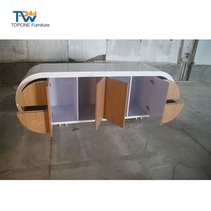 Mesa ovalada de mármol blanco curvo para oficina, mesa de escritorio de fábrica - Product Image 5
