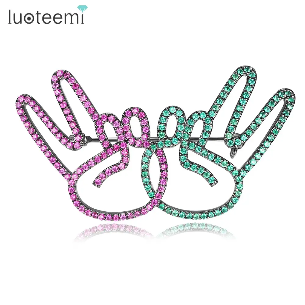 LUOTEEMI — broche à main rétro en zircone cubique, pour femmes et hommes, nouvelle collection, meilleure vente