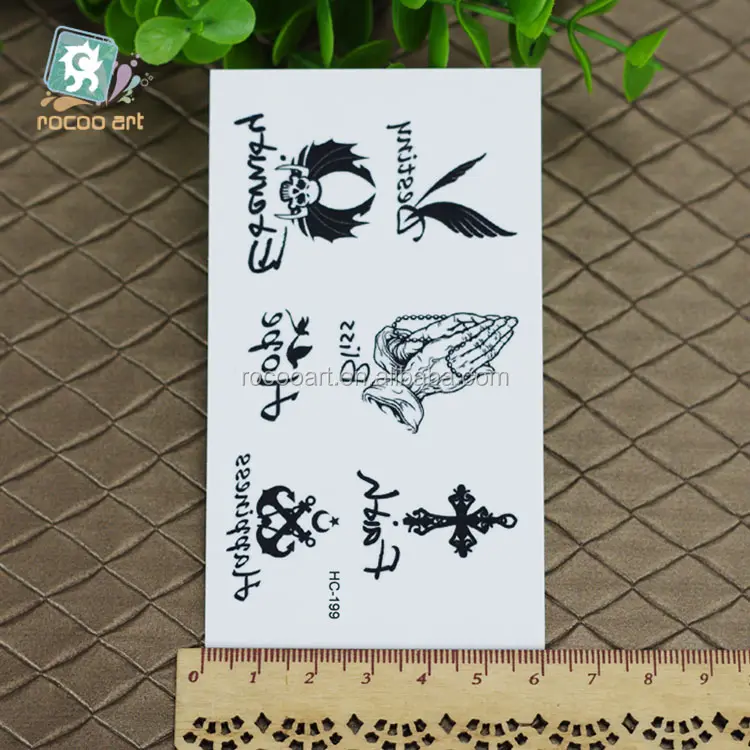 Bliss Hc-199/newest 2016 Black Letter Body Tattoo Stickers Hands Ear Temporary Tattos Cross Tattoo Pattern Waterproof Supported