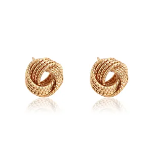 95368 Hot sale simply design ladies jewelry gold plated environmental copper stud earrings