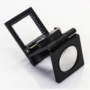 10X Three Folding Magnifying Glass Portable Zinc Alloy LED Illuminate Magnifier Loupe with Scale for Textile Jewelry Collection