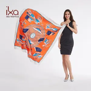 130*130 cm de moda mujer árabe impreso seda Hijab Sexy