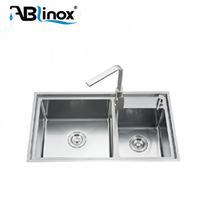 Foshan populaire Inox fait à la main Unique deux bols évier de cuisine Gourmet robinets d'eau ensemble d'évier de cuisine